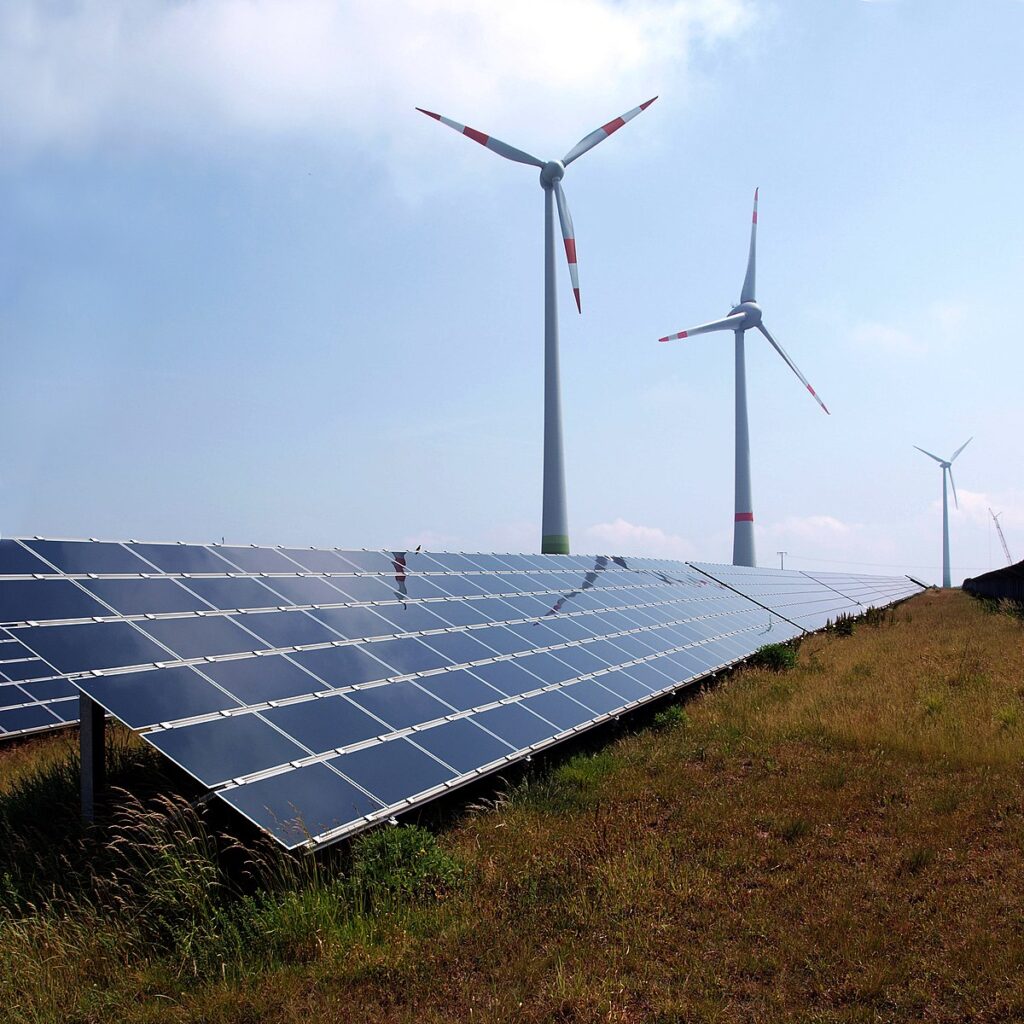 A combined wind and solar farm